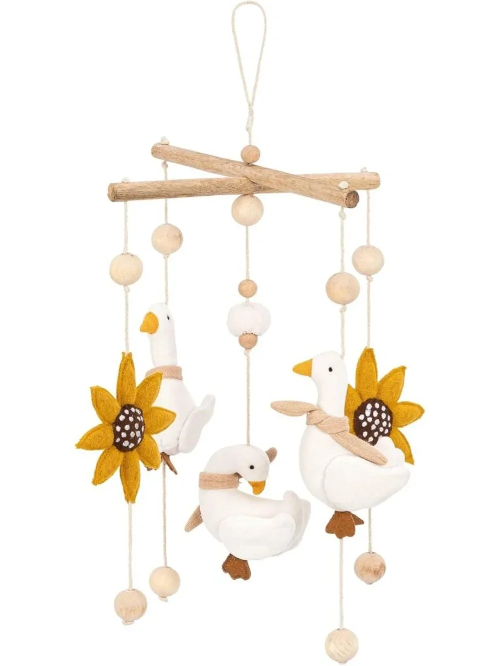 Handmade Goose Nursery Mobile - Farmhouse Crib Decor with Sunflowers, Gender